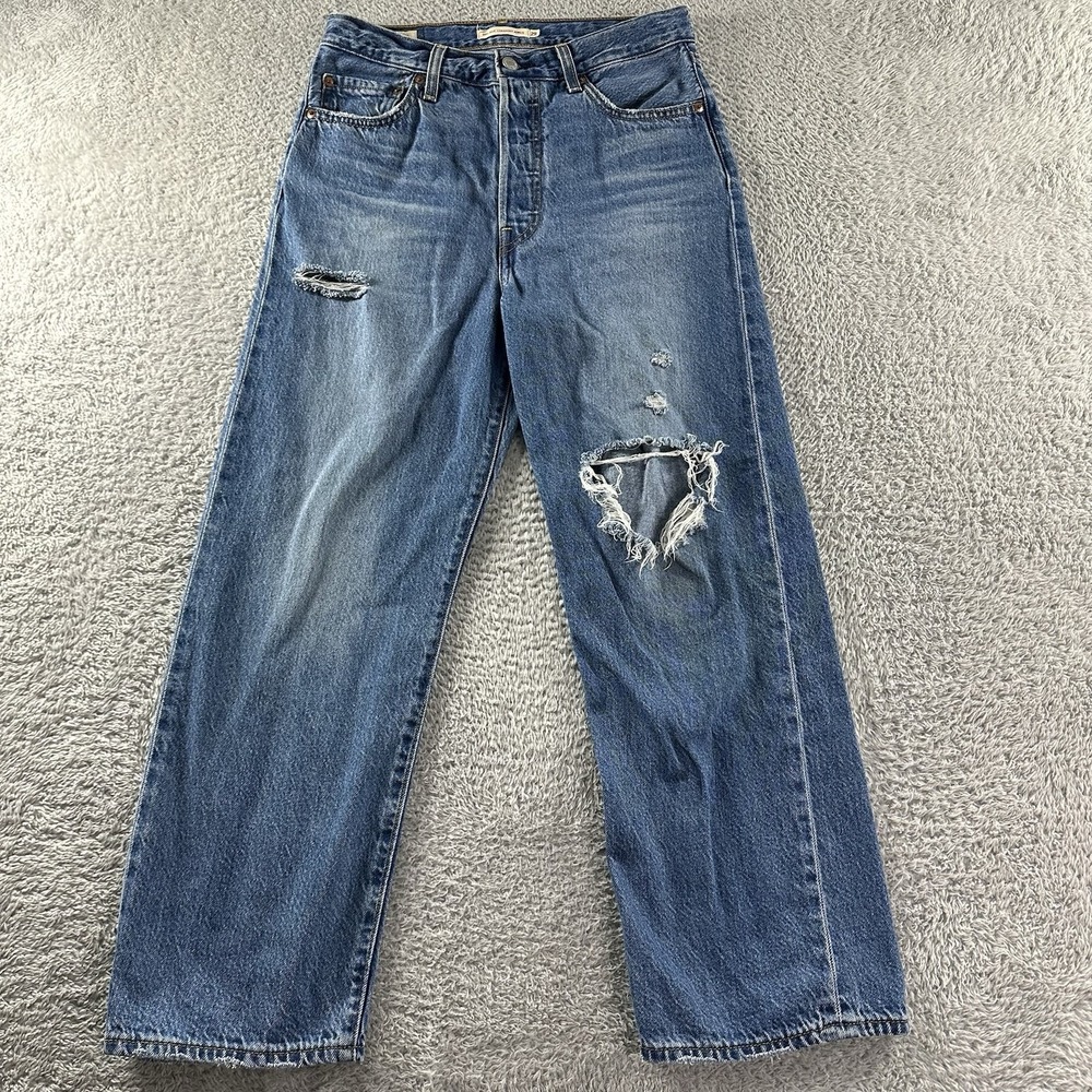 Levi's Premium Jeans 29x27‎ Rib Cage Straight Ankle Distressed Baggy Loose